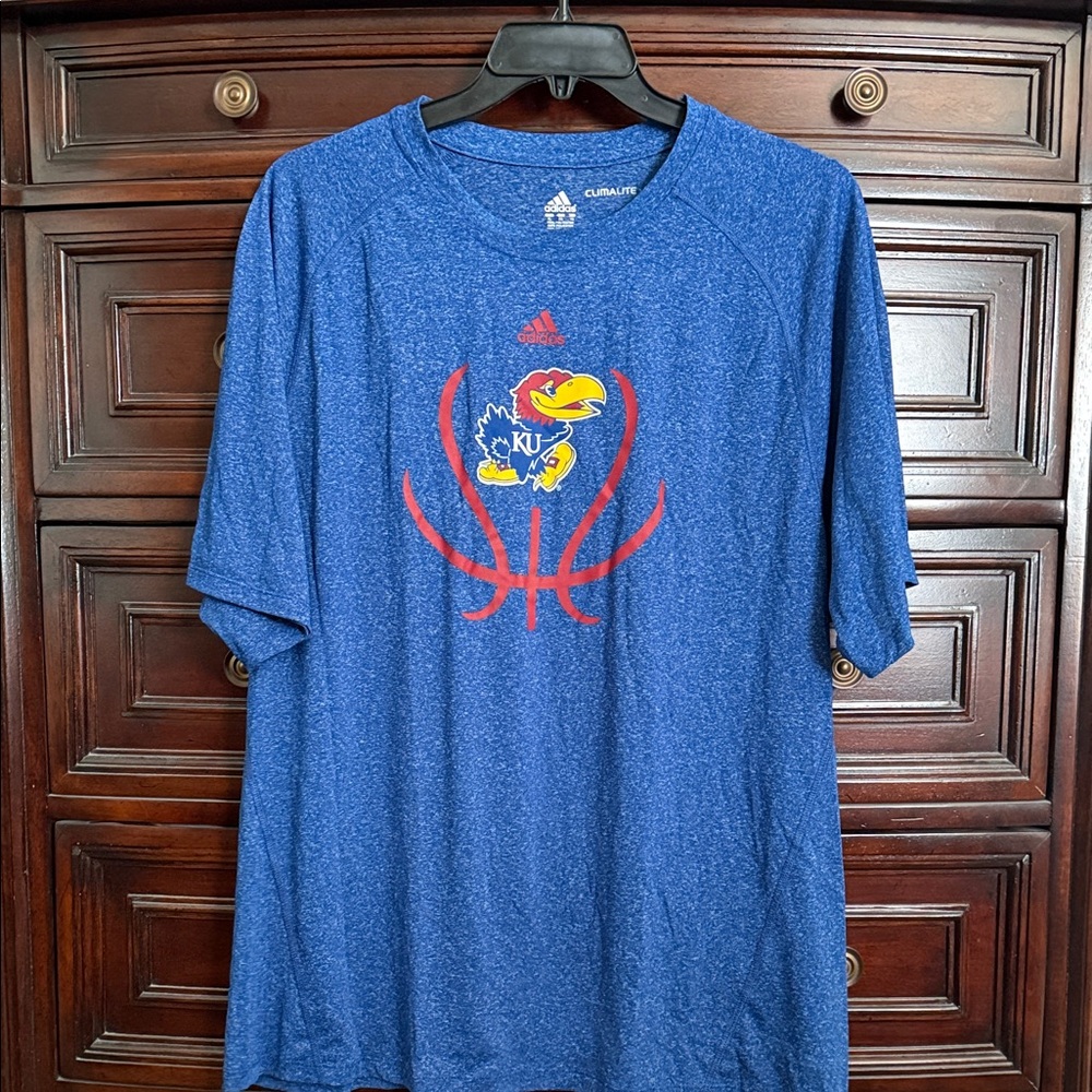 Adidas Blue Kansas Jayhawk Graphic Short Sleeve ClimaLite Tee XL